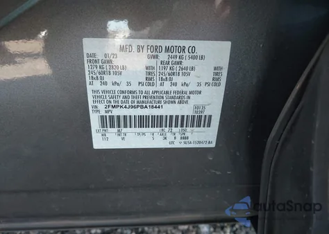 2023 Ford Edge Sel from USA, damaged, VIN 2FMPK4J96PBA18441